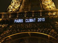 Eiffel Tower Banner for Climate Summit 2015